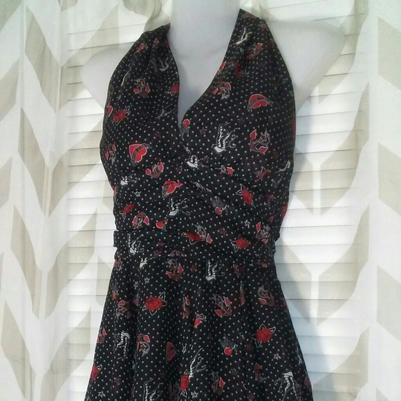 ♦SOLD♦🌹Hell Bunny Vixen Sailor Polka Dots Dress - Picture 5 of 8